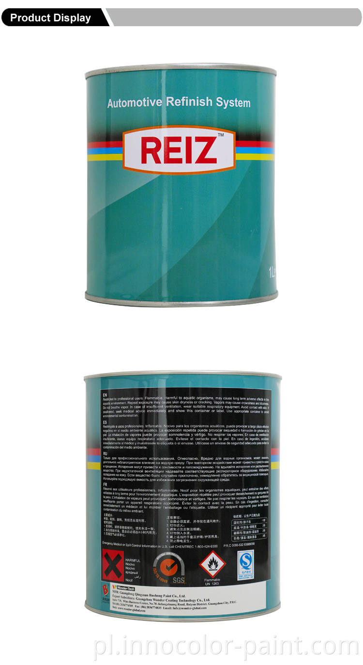 Reiz Automotive Refinish dostarcza Reiz High Performance Automotive Paint Super Szybkie suszenie 2K Solid Color Coating Car Paint